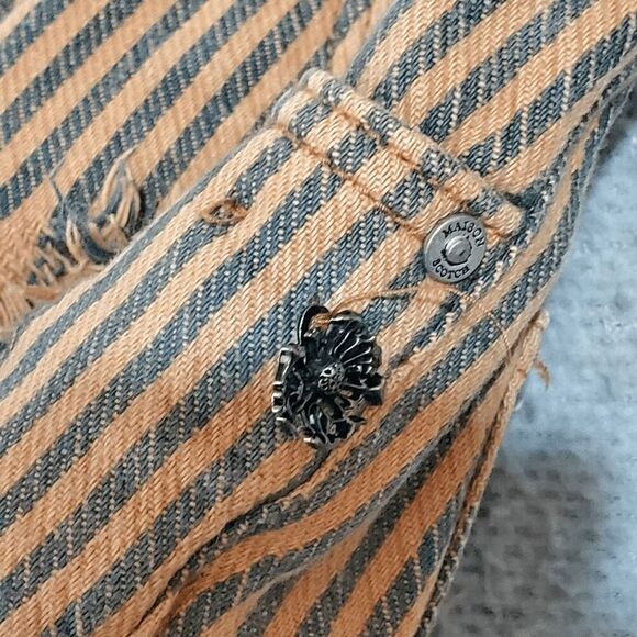 MAISON SCOTCH Women's Brown Striped Distressed Cut Off Shorts 32 - Picture 2 of 8